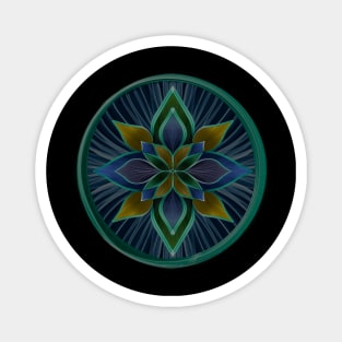 Blue and green mandala flower Magnet